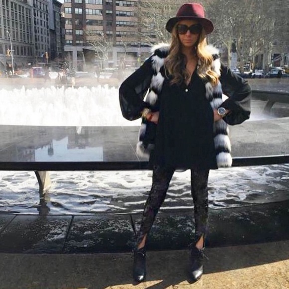 BYCHANCE • Black Arnie Sequin Leggings Zipper Ankle Pants - Picture 7 of 10